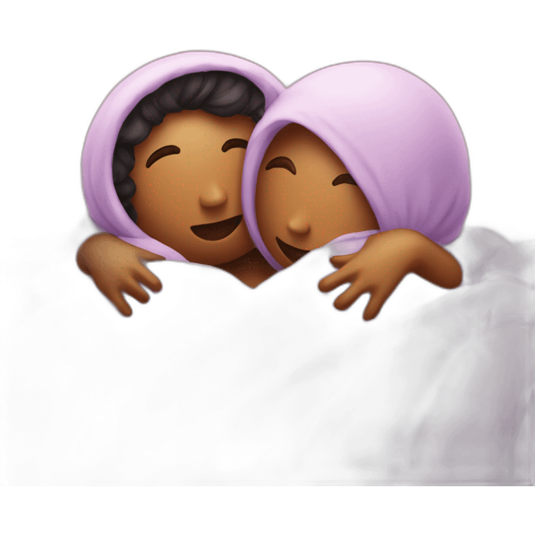 lovers hugging in ball of comforter emoji