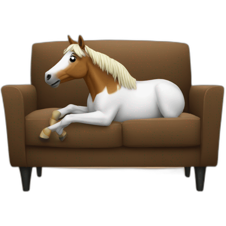 Horse in a couch in front of tv emoji