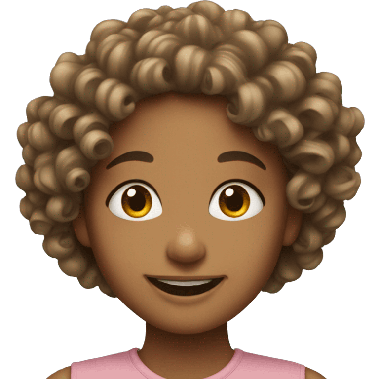 smiling girl with curly hair emoji