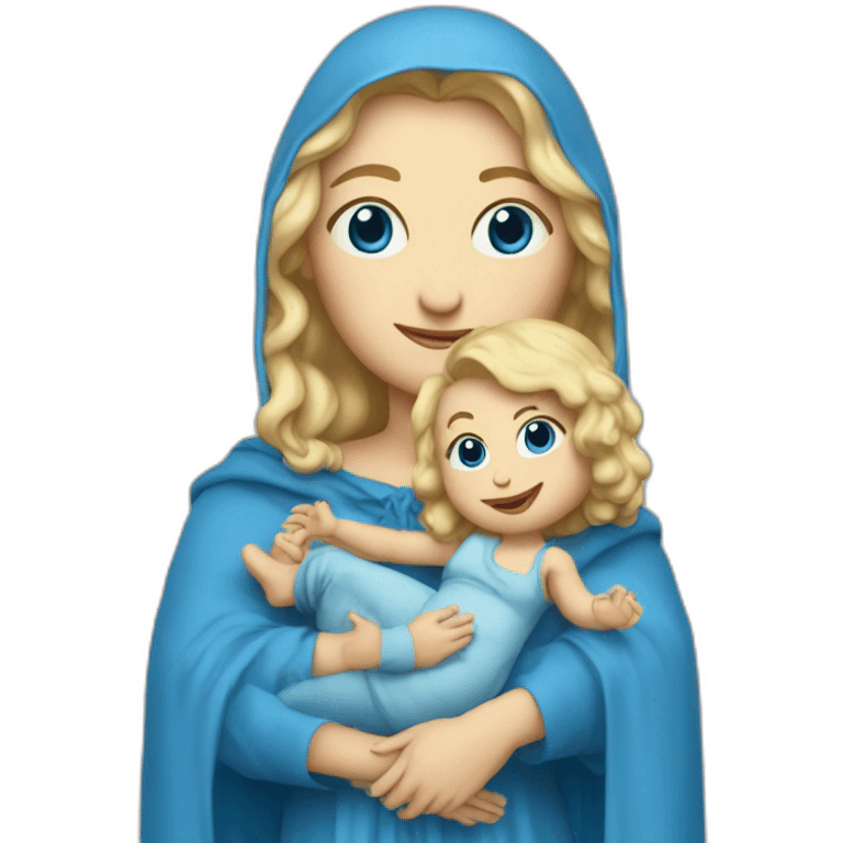 Madona with child blue clothes emoji