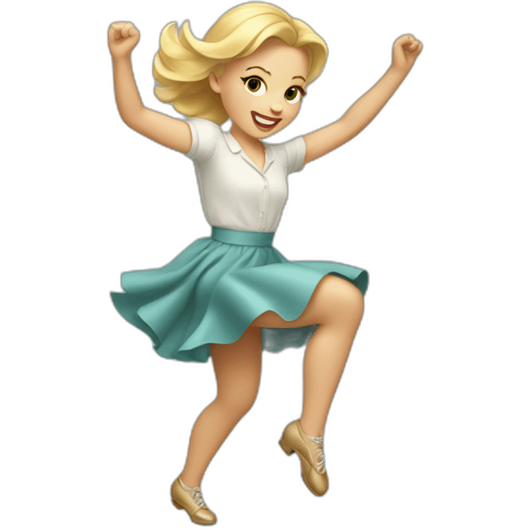 blonde girl dancing lindy hop emoji