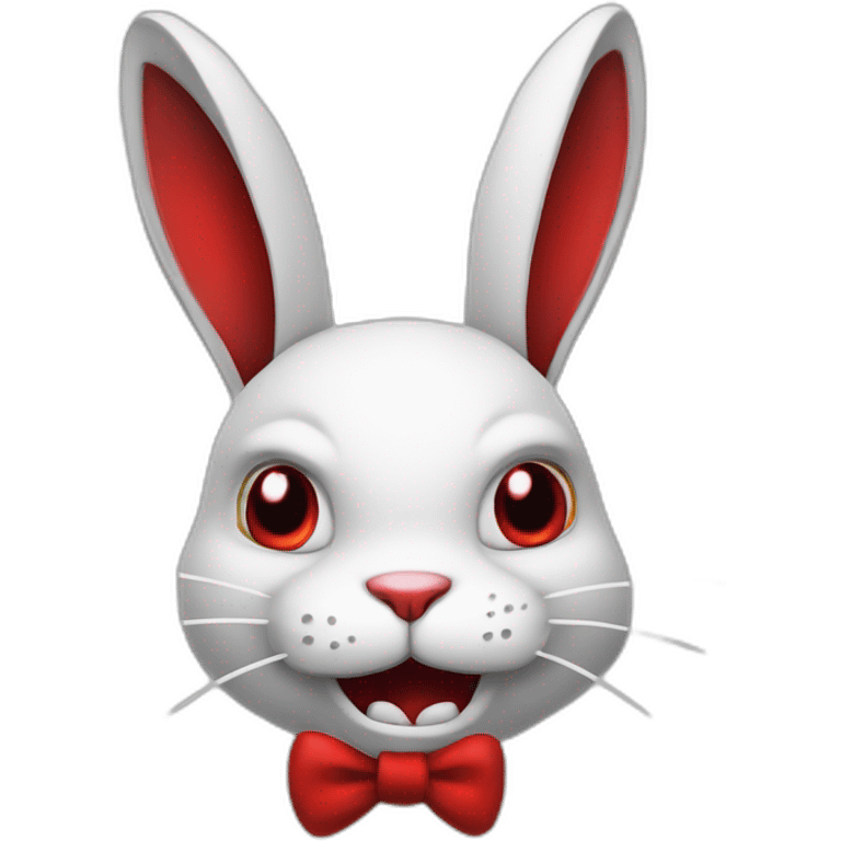 evil white rabbit with sharp fangs with red around mouth emoji