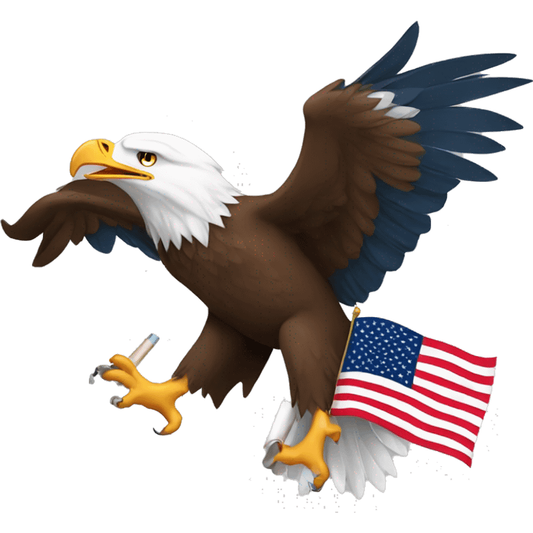 Bald eagle with cigar and American flag  emoji