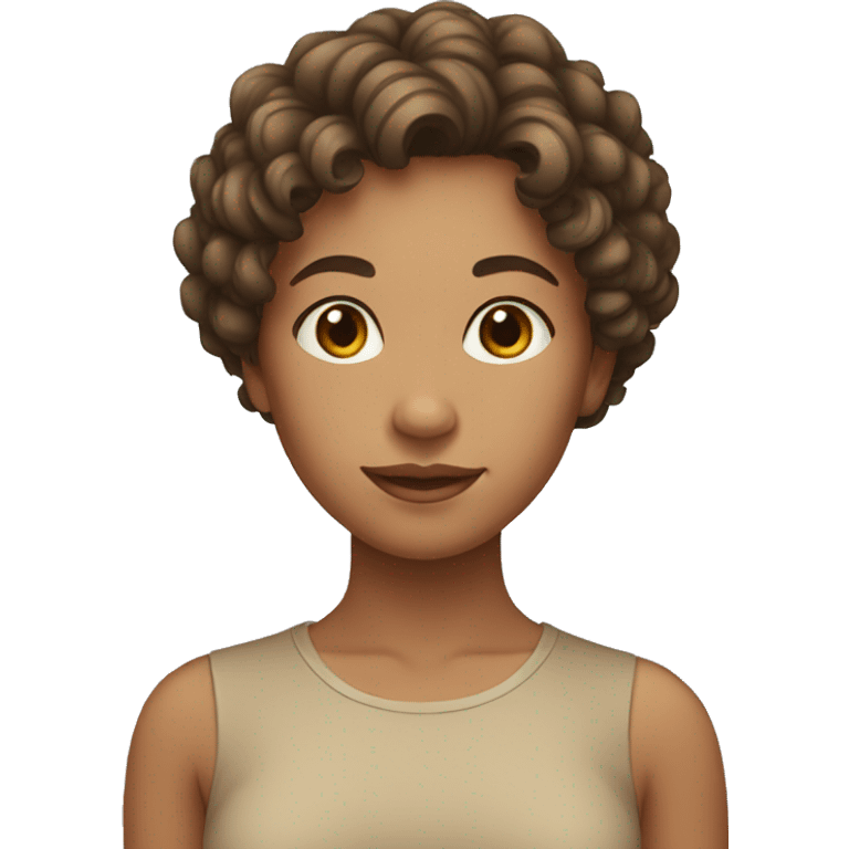 Girl with tan skin and short curly hair emoji