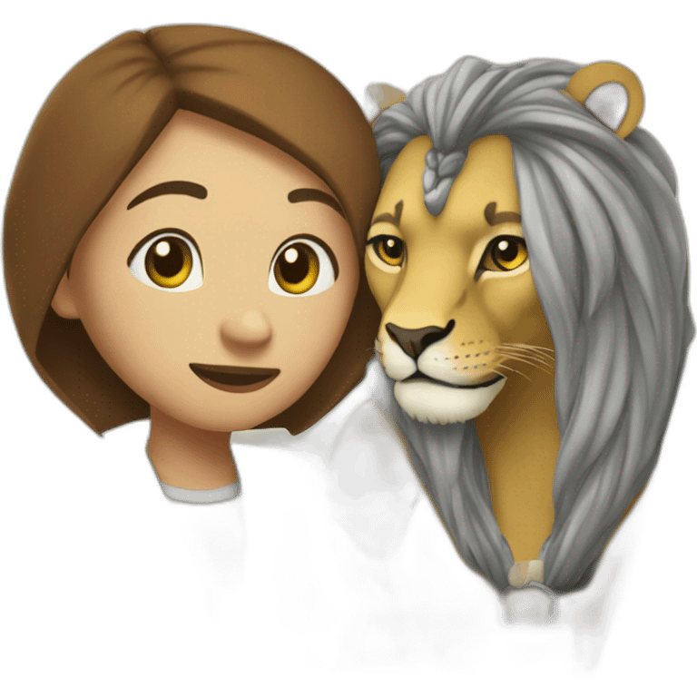 Gir hejab go to school and meets a lion emoji