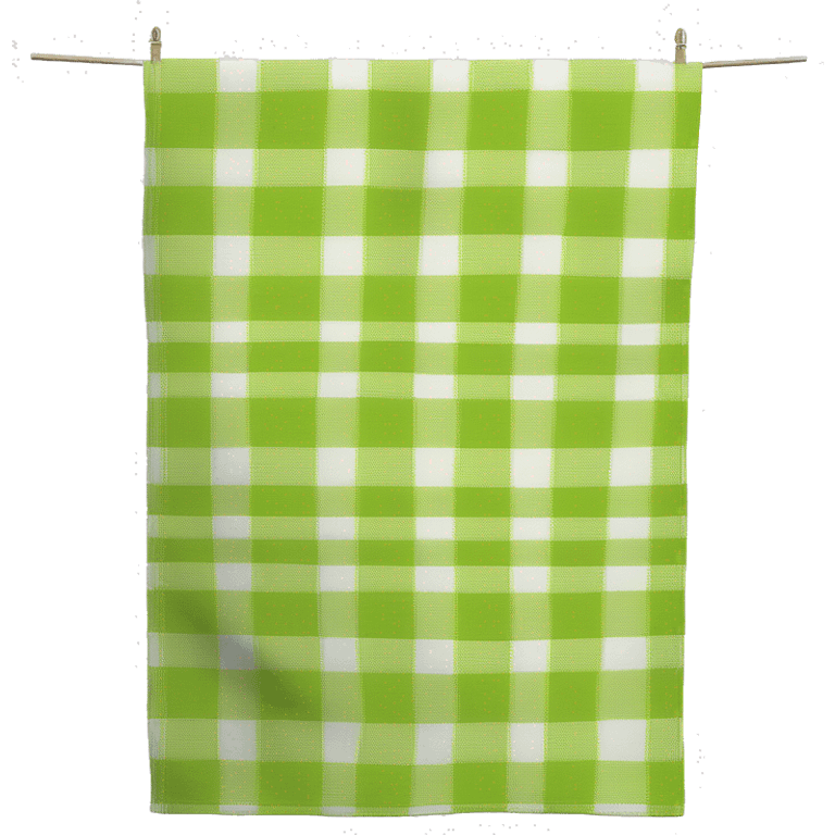 Realistic flat chartreuse green,and white plaid kitchen towel. emoji