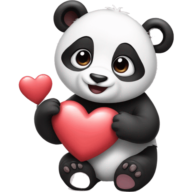 Cute panda holding a heart  emoji