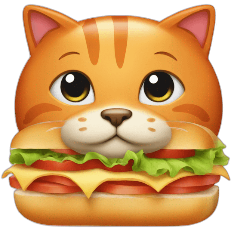 A red cat on a sandwich emoji