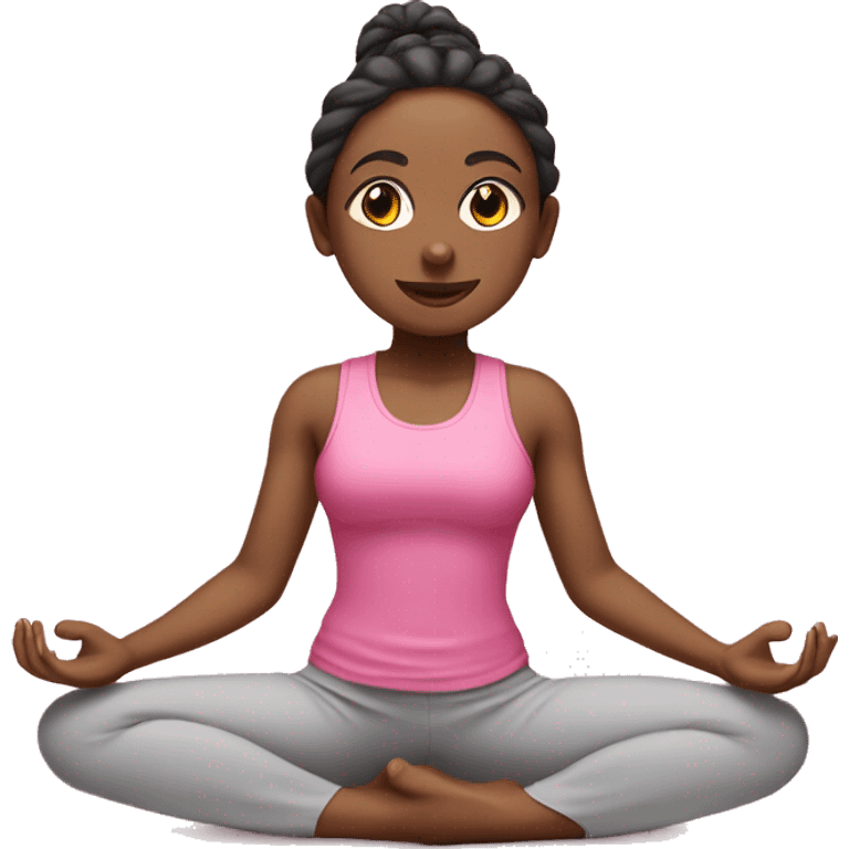 A blinde girl doing yoga with pink outfit emoji