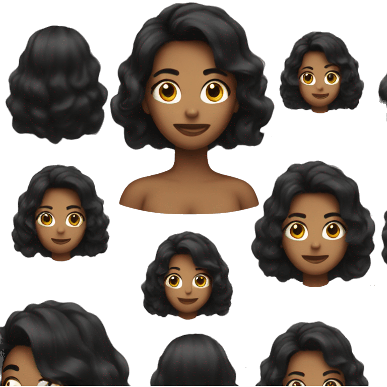 big chested woman black hair emoji