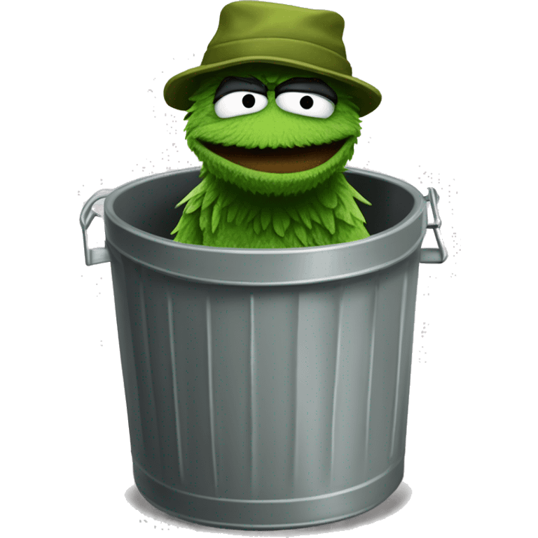 Thug-Life Gangster-style Hood-version of Oscar the Grouch:
A grumpy, green creature living in a trash can, Oscar loves being grouchy and messy. His sarcastic wit and dislike for anything cheerful make him humorously endearing. emoji