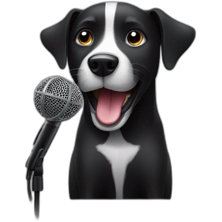 Black dog singing into a microphone emoji