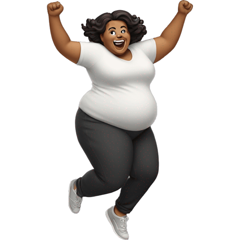 Fat woman jumping  emoji