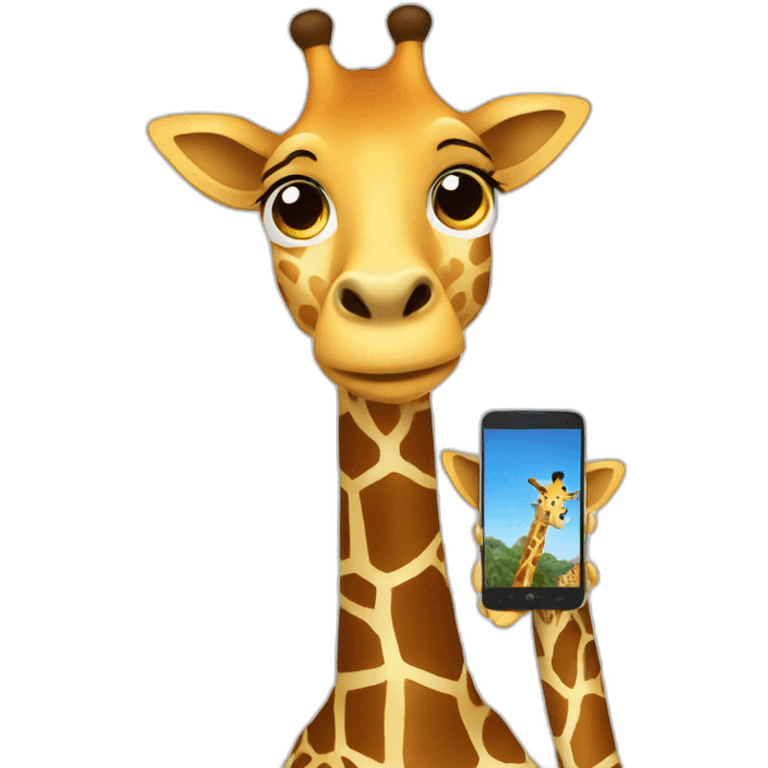 giraffe holding a smartphone emoji