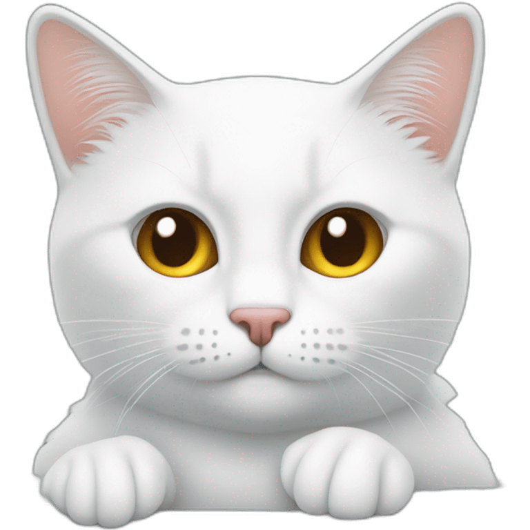 Un chat blanc sur un lit emoji