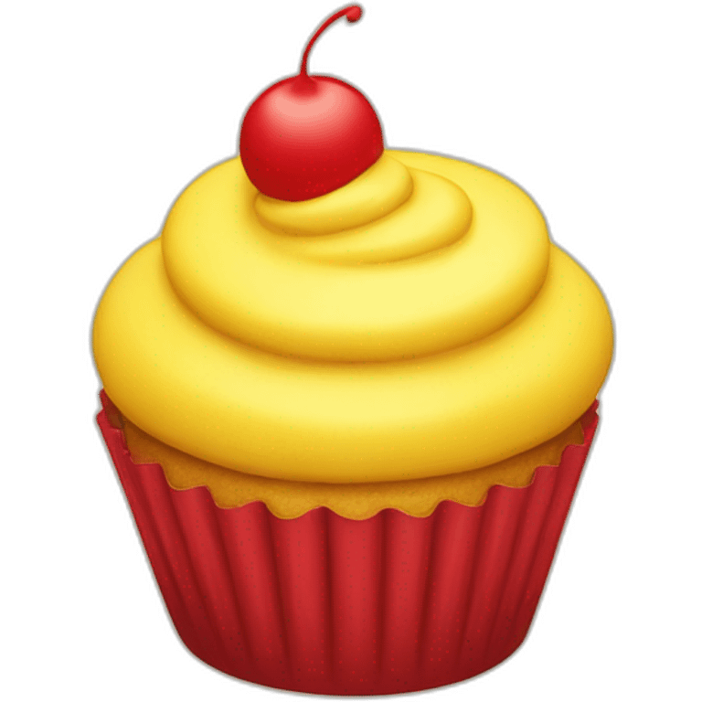 Happy red and yellow cupcake  emoji