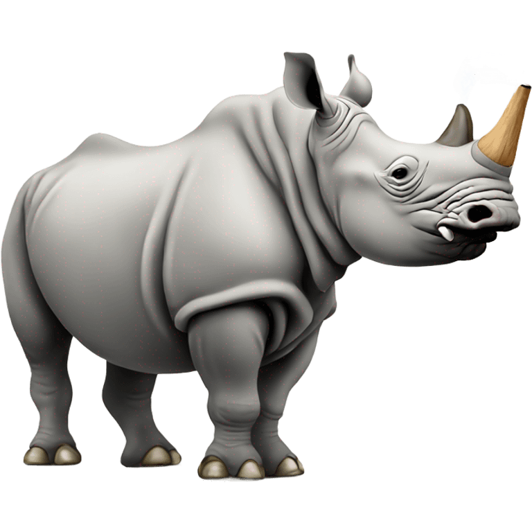 White rhino blowing smoking smoking emoji