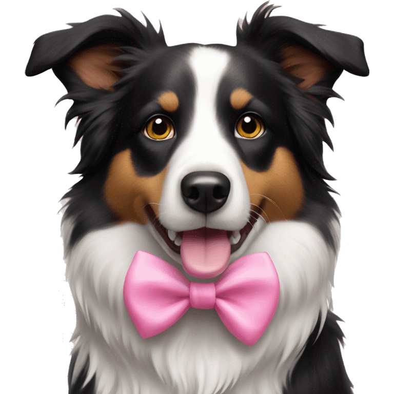 Border collie dog with pink bow emoji