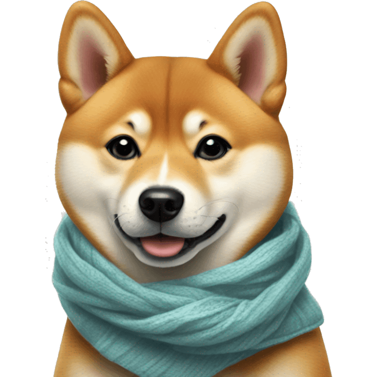 realistic shiba inu portrait with scarf on emoji