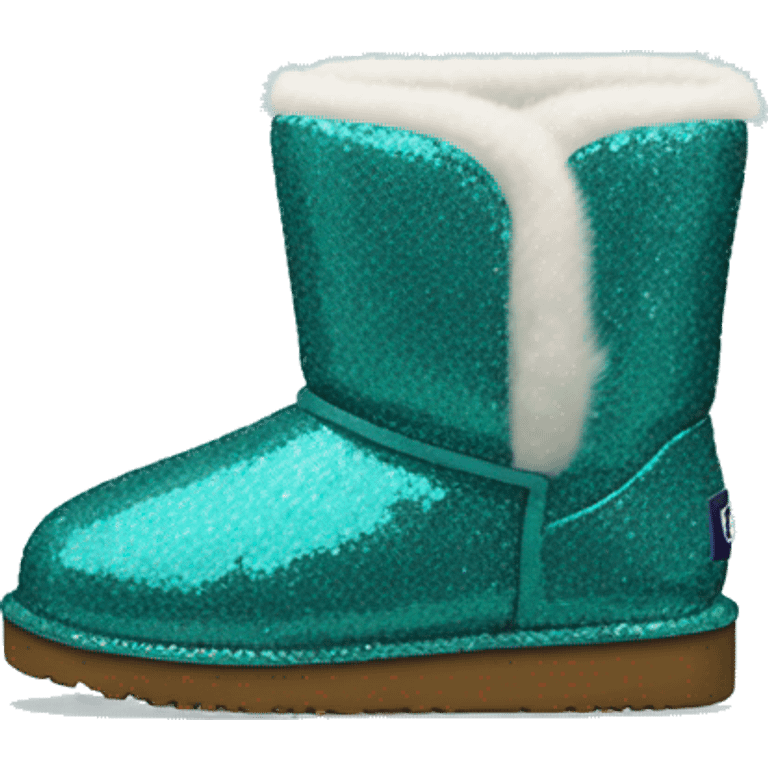 Realistic teal glitter and fur Ugg boots. emoji