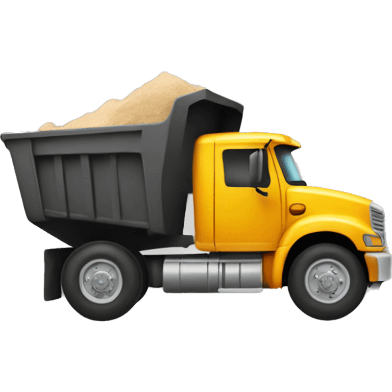 Dump truck that is hauling cargo that is blurred out emoji