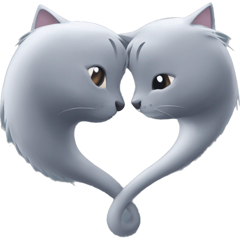 Two grey cat tail build a heart emoji