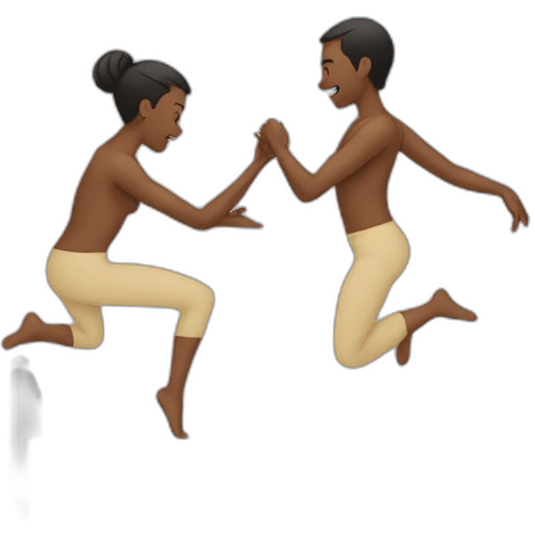 Two people dancing horizontally in bed emoji