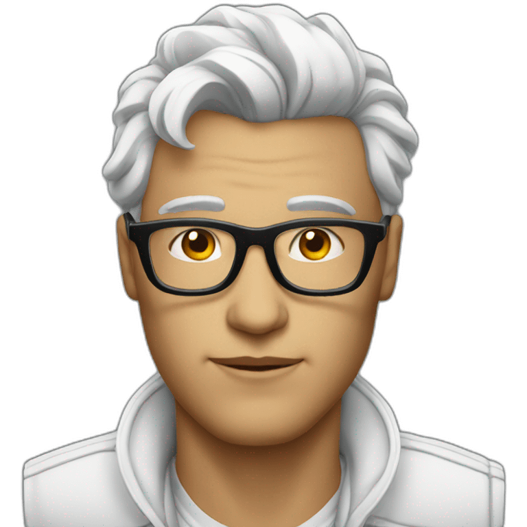 Man with glasses gangster white emoji