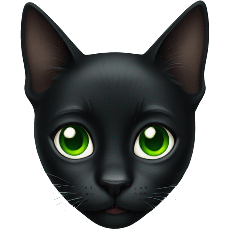 Full Black cat with Green eyes  emoji