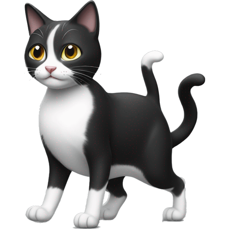 Black and white Cat walking on two legs emoji