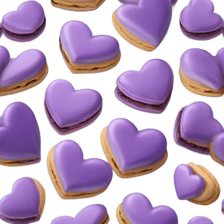 Blue and purple Realistic isolated heart shaped macaron cookie laying down flat emoji