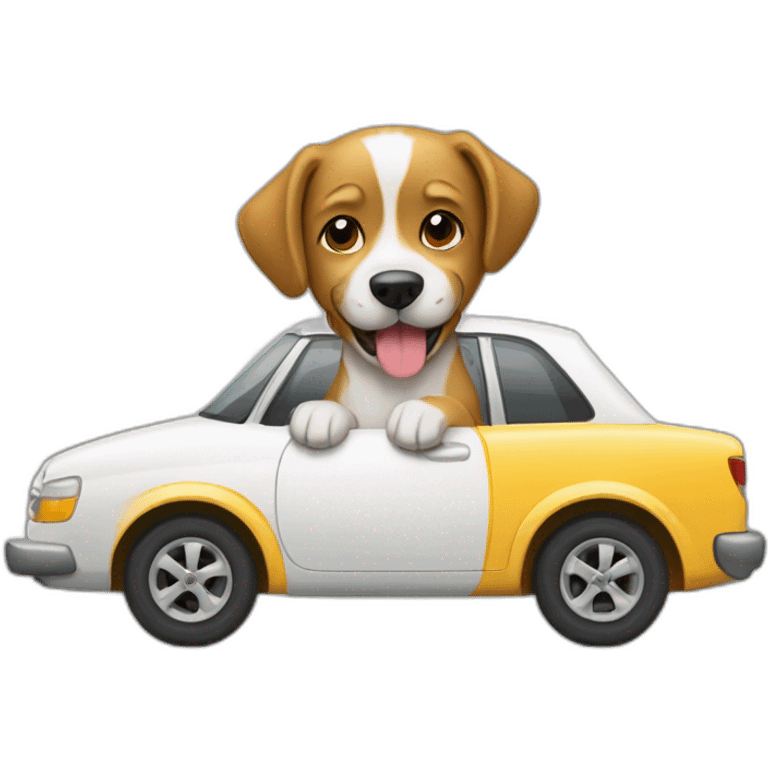 Chien suis conduit une voiture emoji