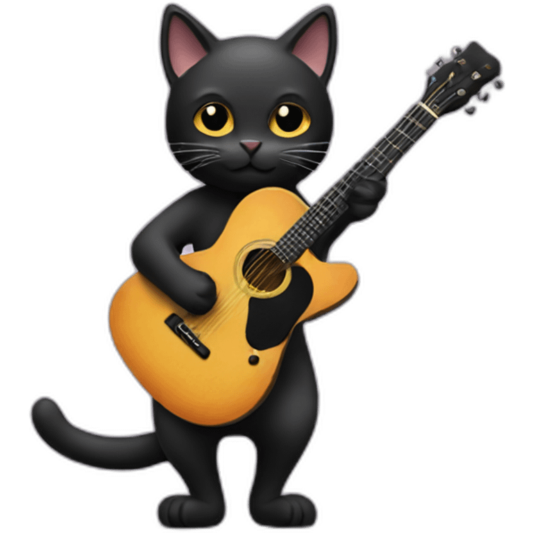 Black cat playing guitar emoji