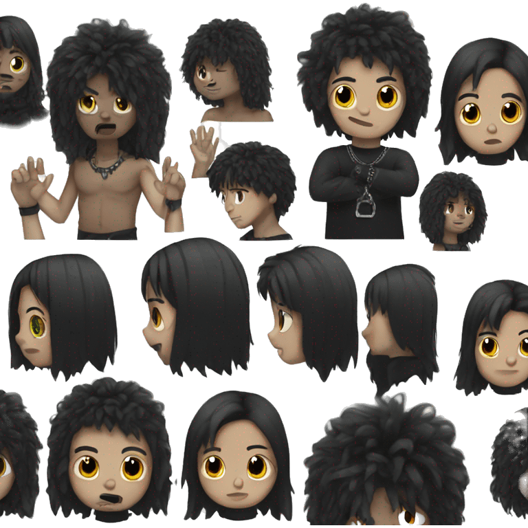 goth boy fluffy black hair emoji