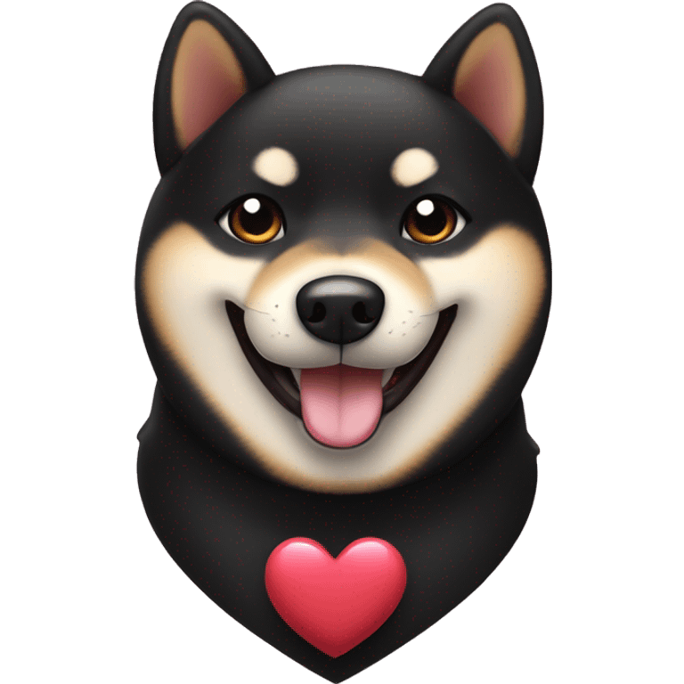 black Shiba inu smiling face with hearts emoji