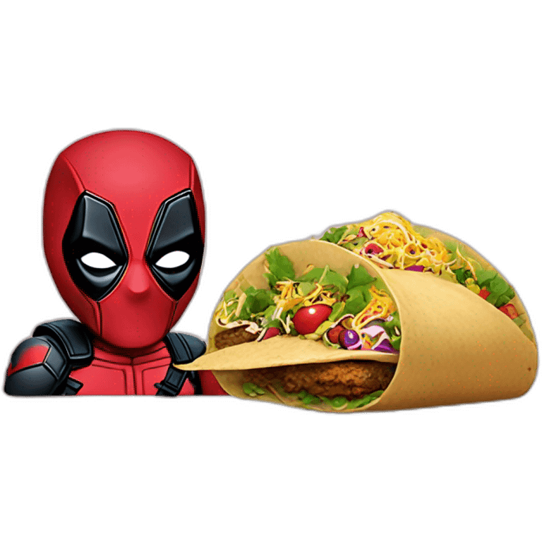 deadpool qui mange un tacos sur une licorne emoji