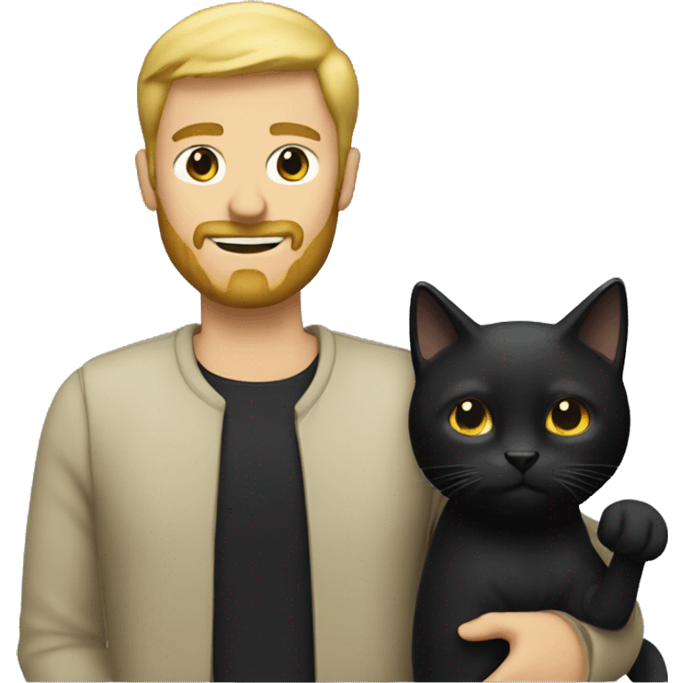 blonde man with beard with black cat in arms emoji