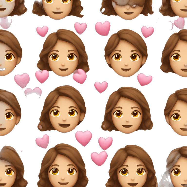 Pink hearts around brown hair women emoji