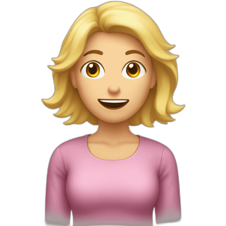 Mujer diciendo rubia con el dedo en alto haciendo gesto de decir que no emoji