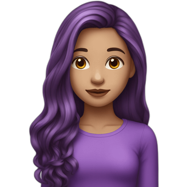  girl with long Brown hair with purple highlights and very light skin emoji