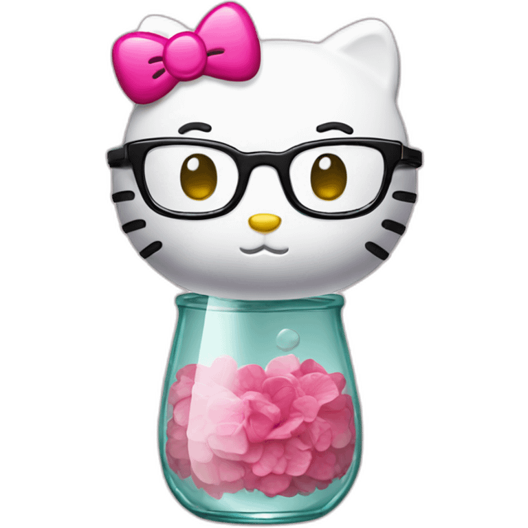 Hello kitty with glass emoji