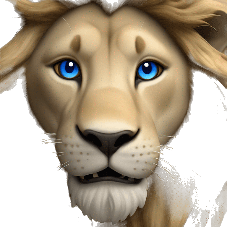 Lion w blue eyes and old English D necklace on emoji