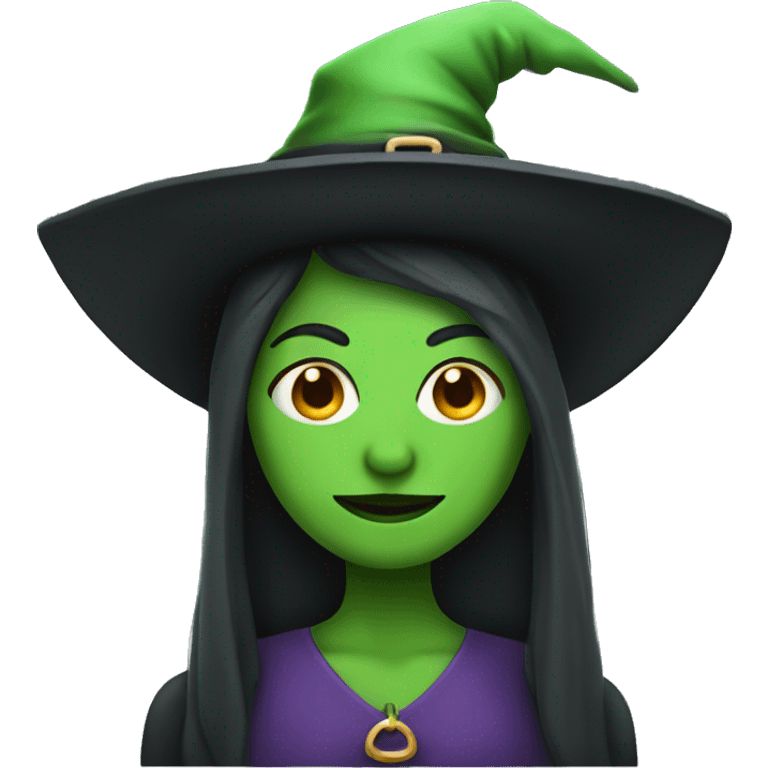 A green woman with a witch hat emoji