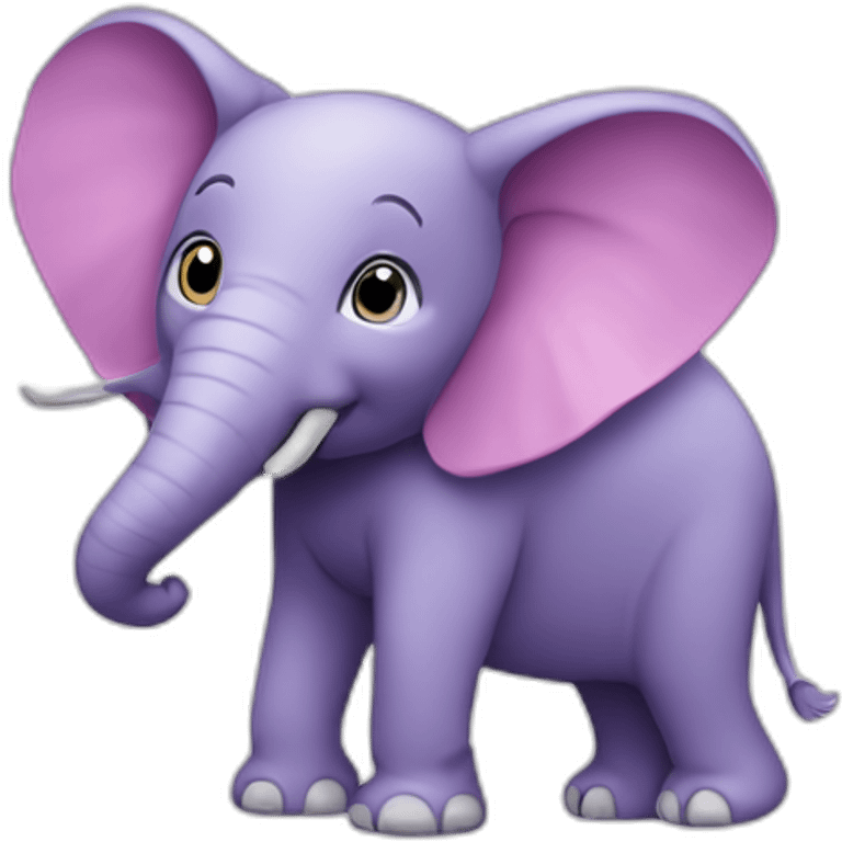 Eléphant rose sur un chat violet emoji