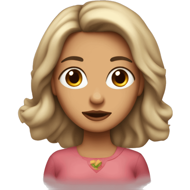 Mujer con pelo carmelita y piel blanca con ojos verded emoji