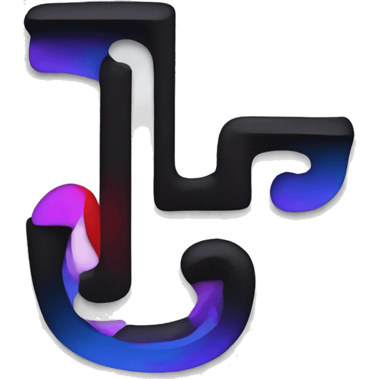 black background, white letter "L" with the shadows purple blue and red like an outline emoji