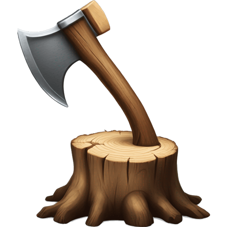 Realistic wood stump with axe sticking out of it emoji