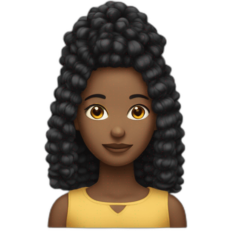 Ado noire cheveux africain emoji