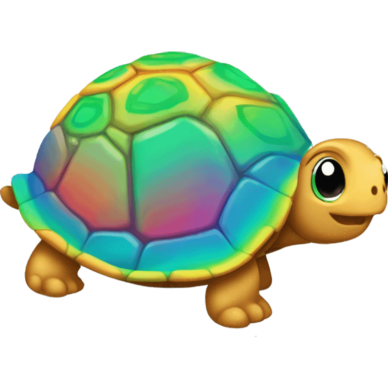 Rainbow adopt me turtle with spiral shell dazzled  emoji