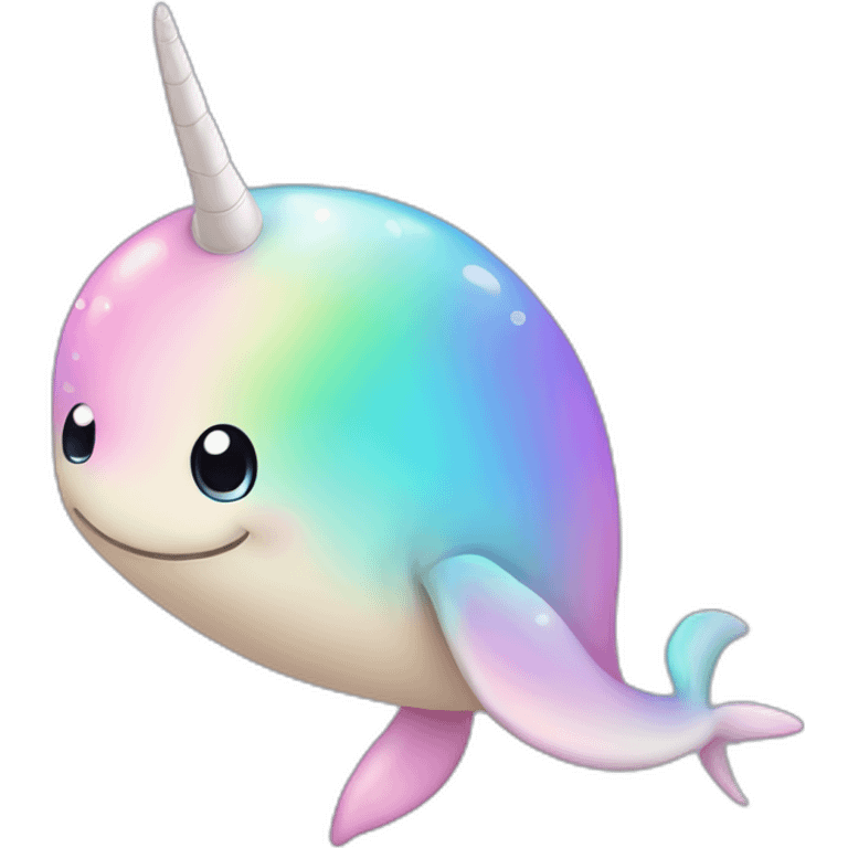 cute rounded pastel rainbow narwhal emoji